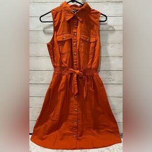 NEW Millenium 100% COTTON Sleeveless Dress Medium Burnt Orange Button Front
